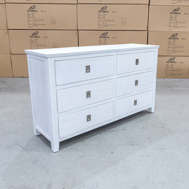 The Sorrento 6 Drawer Hardwood Dresser available to purchase from Warehouse Furniture Clearance at our next sale event.