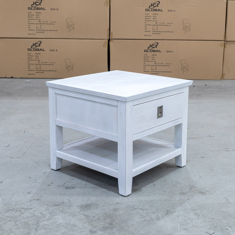 The Sorrento 1 Drawer Hardwood Lamp Table available to purchase from Warehouse Furniture Clearance at our next sale event.