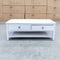 The Sorrento 2 Drawer Hardwood Coffee Table available to purchase from Warehouse Furniture Clearance at our next sale event.