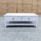The Sorrento 2 Drawer Hardwood Coffee Table available to purchase from Warehouse Furniture Clearance at our next sale event.