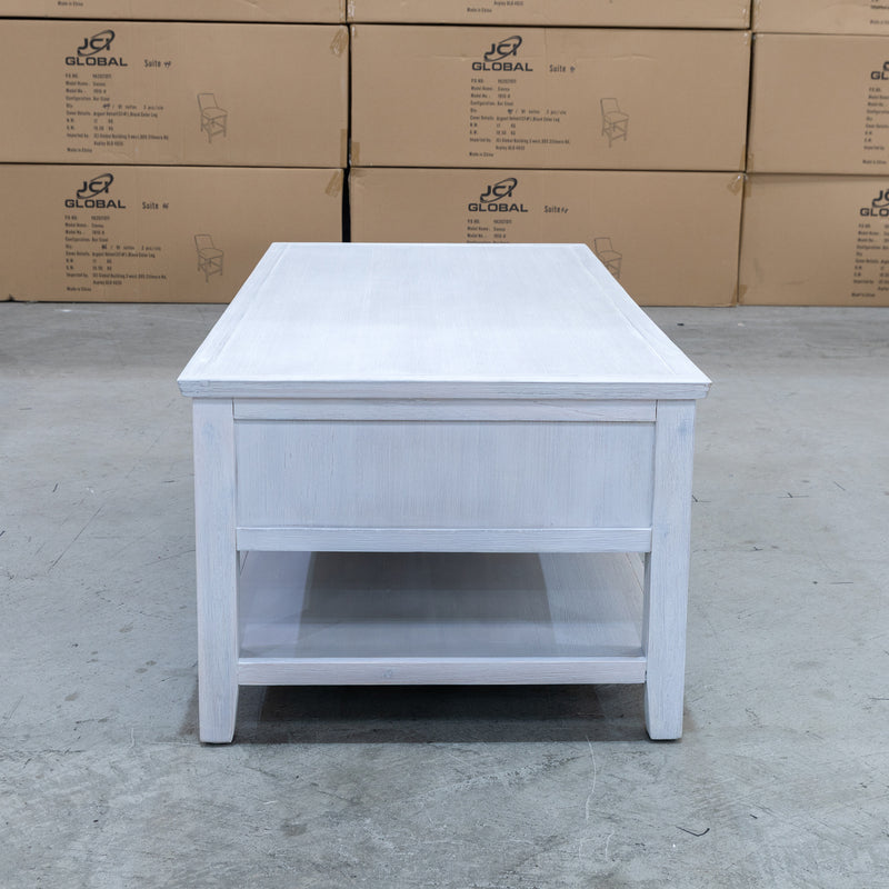 The Sorrento 2 Drawer Hardwood Coffee Table available to purchase from Warehouse Furniture Clearance at our next sale event.
