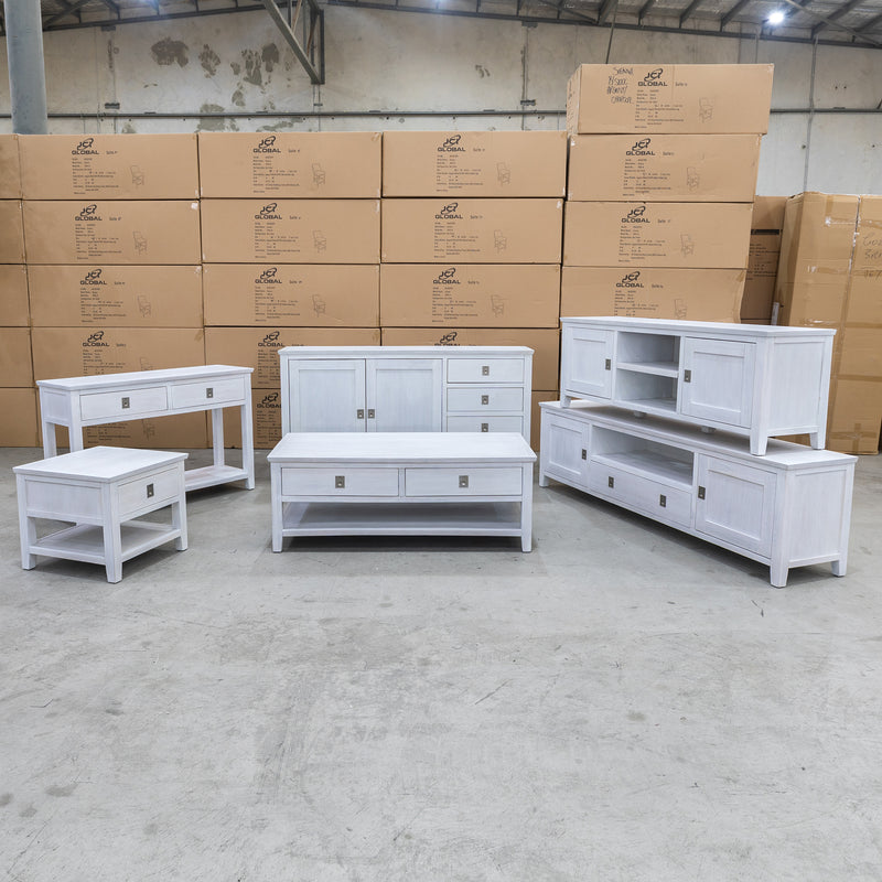 The Sorrento 2 Drawer Hardwood Coffee Table available to purchase from Warehouse Furniture Clearance at our next sale event.