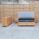 The Teneriffe 3pce Queen Messmate Timber Storage Bed Suite available to purchase from Warehouse Furniture Clearance at our next sale event.