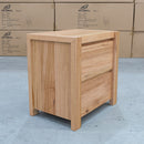 The Teneriffe Australian Messmate Two Drawer Bedside available to purchase from Warehouse Furniture Clearance at our next sale event.