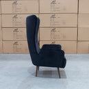 The Sebastian Accent Chair – Black Velvet available to purchase from Warehouse Furniture Clearance at our next sale event.