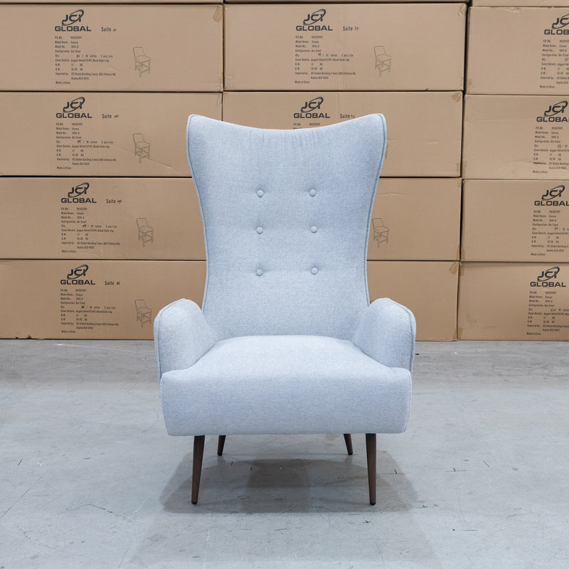 The Sebastian Accent Chair – Silver Woven Fabric available to purchase from Warehouse Furniture Clearance at our next sale event.