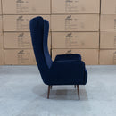 The Sebastian Accent Chair – Navy Velvet available to purchase from Warehouse Furniture Clearance at our next sale event.