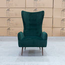 The Sebastian Accent Chair – Forest Green Velvet available to purchase from Warehouse Furniture Clearance at our next sale event.