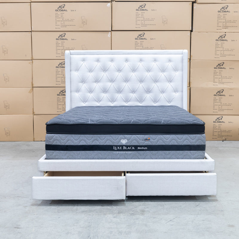 The Brighton King Fabric Storage Bed - Natural available to purchase from Warehouse Furniture Clearance at our next sale event.