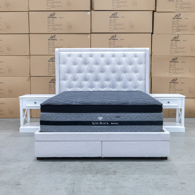 The Brighton King Fabric Storage Bed - Natural available to purchase from Warehouse Furniture Clearance at our next sale event.