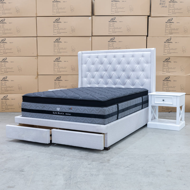 The Brighton King Fabric Storage Bed - Natural available to purchase from Warehouse Furniture Clearance at our next sale event.