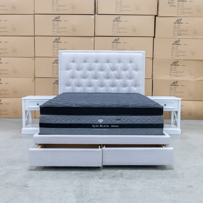 The Nora King Fabric Storage Bed - Natural available to purchase from Warehouse Furniture Clearance at our next sale event.