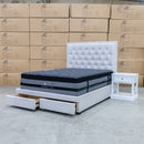 The Nora King Fabric Storage Bed - Natural available to purchase from Warehouse Furniture Clearance at our next sale event.