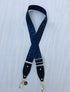 The Navy F - Bag Strap - Gold Hardware