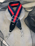 The Navy & Red Stripe - Bag Strap - Silver Hardware