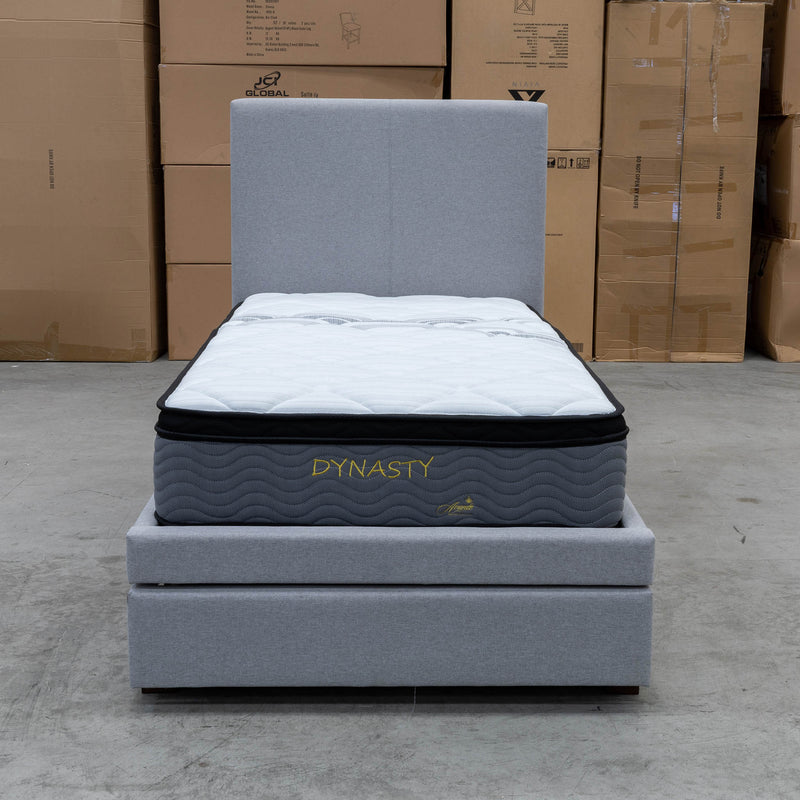 The Cooper Single Fabric Storage Bed - Stone available to purchase from Warehouse Furniture Clearance at our next sale event.