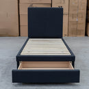 The Cooper Single Fabric Storage Bed - Charcoal available to purchase from Warehouse Furniture Clearance at our next sale event.