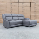 The Venus Three Seater Dual-Electric Chaise Recliner Lounge - Ash available to purchase from Warehouse Furniture Clearance at our next sale event.