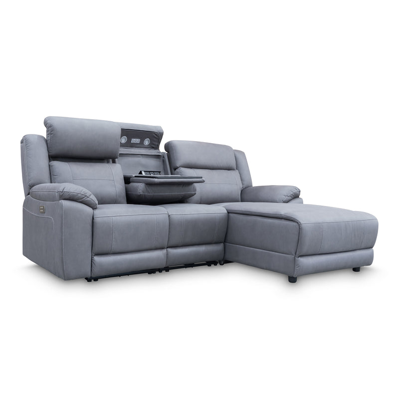 The Venus Three Seater Dual-Motor Chaise Recliner Lounge - Ash available to purchase from Warehouse Furniture Clearance at our next sale event.