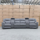 The Venus Four Seat Dual-Motor Recliner Theatre - Ash available to purchase from Warehouse Furniture Clearance at our next sale event.