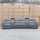 The Venus Four Seat Dual-Motor Recliner Theatre - Ash available to purchase from Warehouse Furniture Clearance at our next sale event.