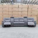 The Venus Four Seat Dual-Motor Recliner Theatre - Ash available to purchase from Warehouse Furniture Clearance at our next sale event.