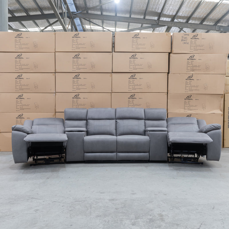 The Venus Four Seat Dual-Motor Recliner Theatre - Ash available to purchase from Warehouse Furniture Clearance at our next sale event.