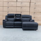 The Venus Three Seater Dual-Motor Chaise Recliner Lounge - Jet - Available After 12th October available to purchase from Warehouse Furniture Clearance at our next sale event.