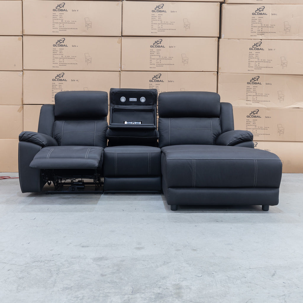 The Venus Three Seater Dual-Motor Chaise Recliner Lounge - Jet - Available After 12th October available to purchase from Warehouse Furniture Clearance at our next sale event.