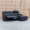 The Venus Three Seater Dual-Motor Chaise Recliner Lounge - Jet available to purchase from Warehouse Furniture Clearance at our next sale event.