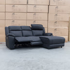 The Venus Three Seater Dual-Motor Chaise Recliner Lounge - Jet - Available After 12th October available to purchase from Warehouse Furniture Clearance at our next sale event.
