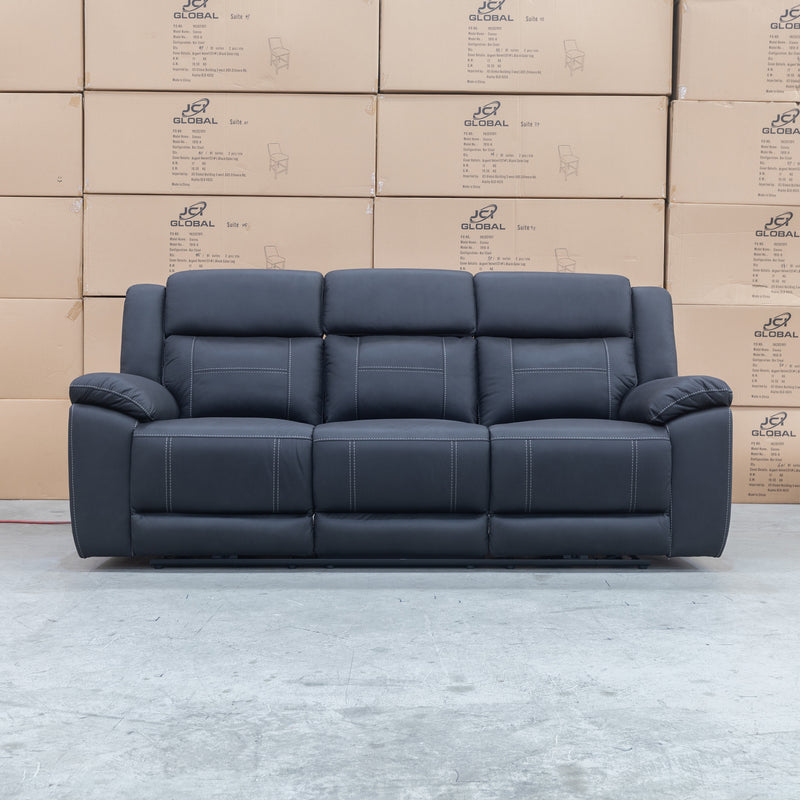 The Venus Three Seater Dual-Motor Electric Recliner Lounge - Jet available to purchase from Warehouse Furniture Clearance at our next sale event.