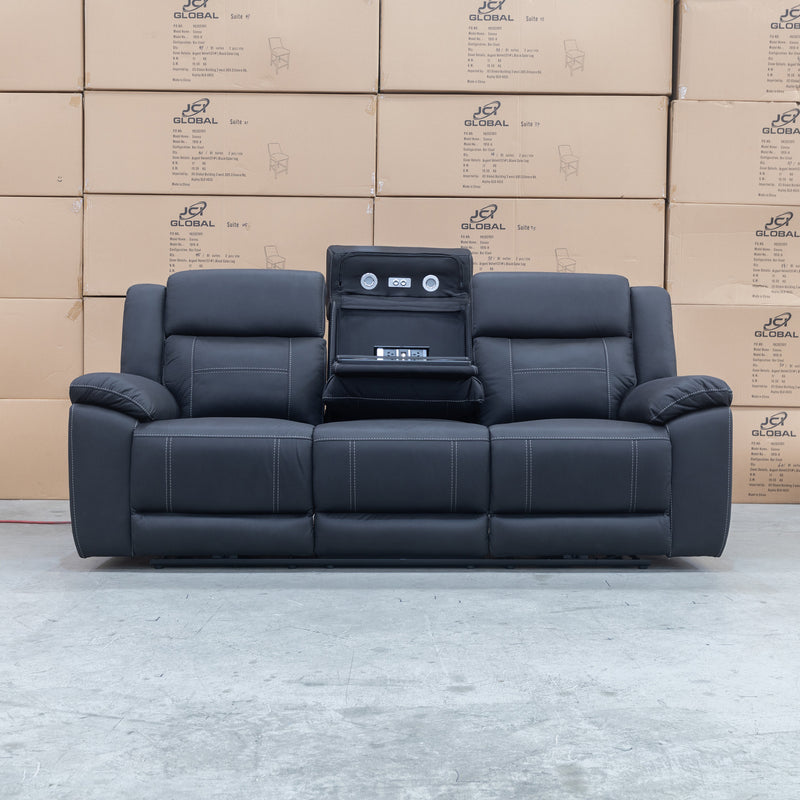 The Venus Three Seater Dual-Motor Electric Recliner Lounge - Jet available to purchase from Warehouse Furniture Clearance at our next sale event.