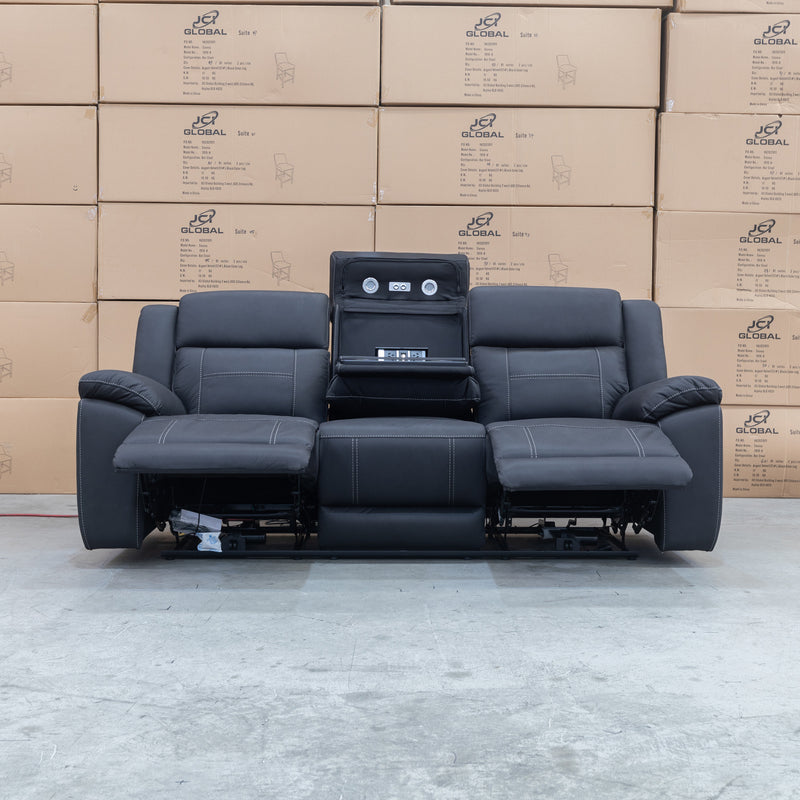 The Venus Three Seater Dual-Motor Electric Recliner Lounge - Jet available to purchase from Warehouse Furniture Clearance at our next sale event.