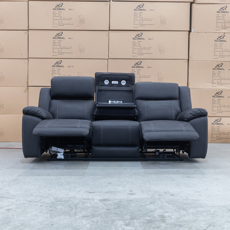The Venus Three Seater Dual-Motor Electric Recliner Lounge - Jet available to purchase from Warehouse Furniture Clearance at our next sale event.