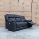 The Venus Three Seater Dual-Motor Electric Recliner Lounge - Jet available to purchase from Warehouse Furniture Clearance at our next sale event.