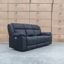 The Venus Three Seater Dual-Motor Electric Recliner Lounge - Jet available to purchase from Warehouse Furniture Clearance at our next sale event.