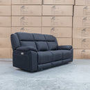 The Venus Three Seater Dual-Motor Recliner Lounge - Jet available to purchase from Warehouse Furniture Clearance at our next sale event.