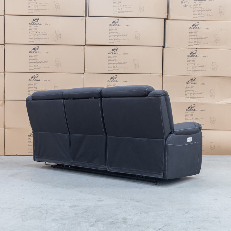 The Venus Three Seater Dual-Motor Electric Recliner Lounge - Jet available to purchase from Warehouse Furniture Clearance at our next sale event.