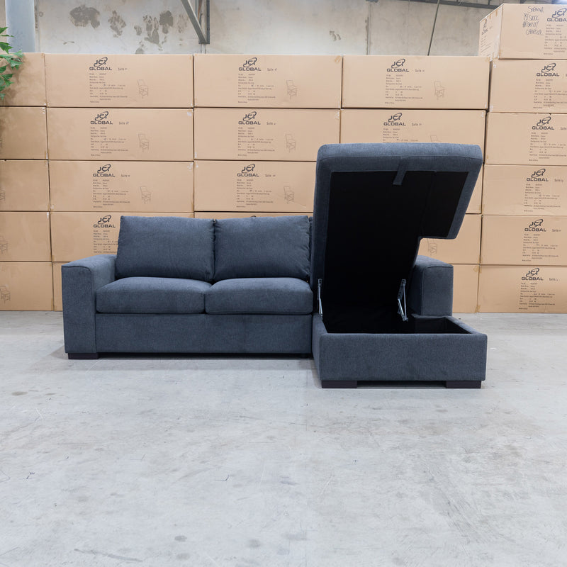 The Oakland Sofa Bed with RHF Storage Chaise - Charcoal available to purchase from Warehouse Furniture Clearance at our next sale event.