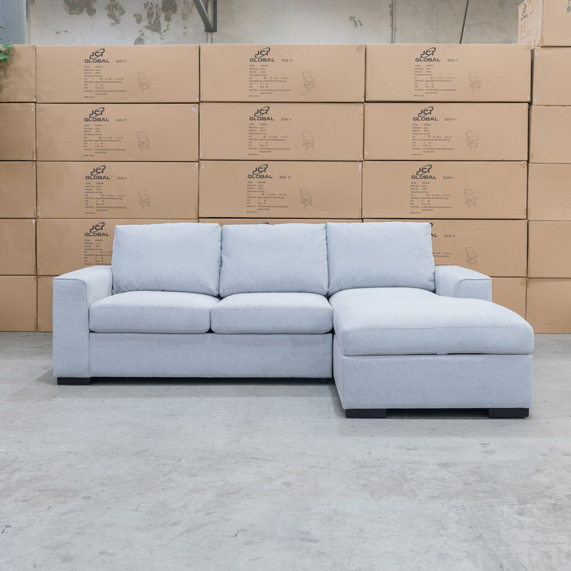 The Oakland Sofa Bed with RHF Storage Chaise - Silver