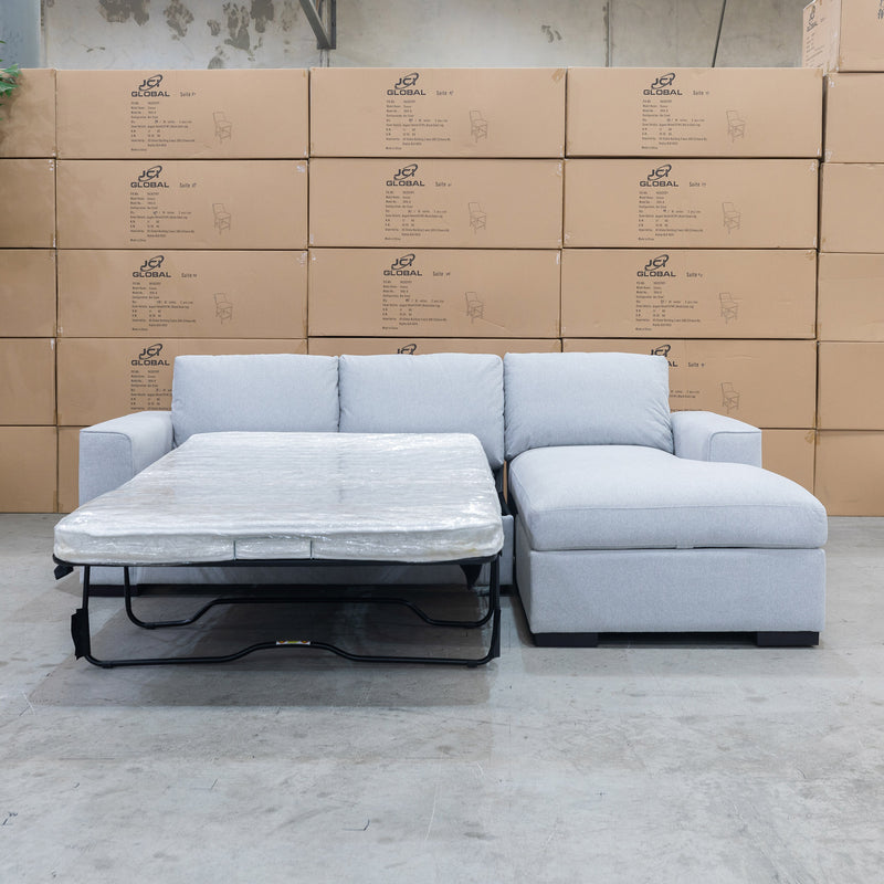 The Oakland Sofa Bed with RHF Storage Chaise - Silver