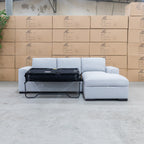 The Oakland Sofa Bed with RHF Storage Chaise - Silver available to purchase from Warehouse Furniture Clearance at our next sale event.