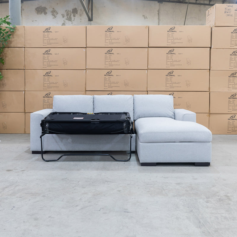 The Oakland Sofa Bed with RHF Storage Chaise - Silver