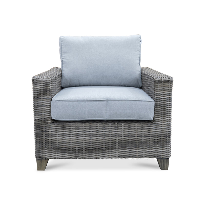 The Dockside Outdoor Wicker Armchair - Brown/Light Grey available to purchase from Warehouse Furniture Clearance at our next sale event.