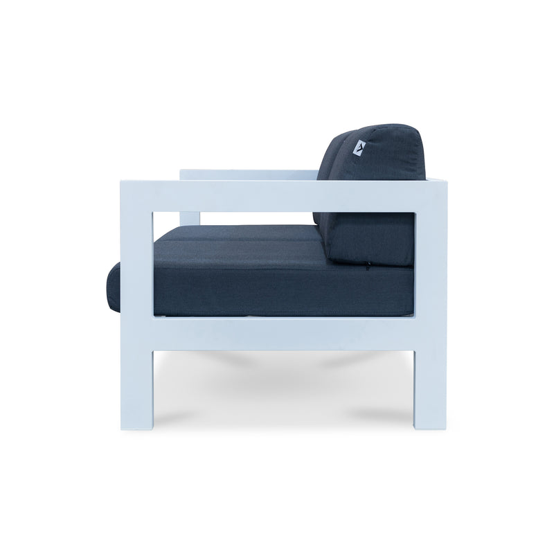 The Artemis Outdoor Two Seat Sofa - White/Dark Grey available to purchase from Warehouse Furniture Clearance at our next sale event.