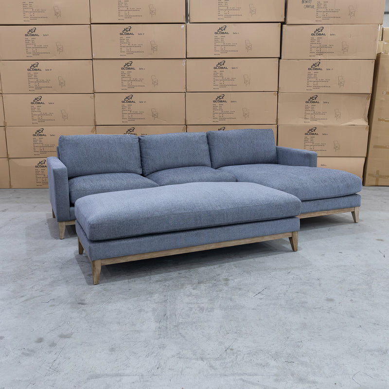The Preston Feather & Foam Three Seat RHF Chaise with Ottoman - Dark Grey available to purchase from Warehouse Furniture Clearance at our next sale event.