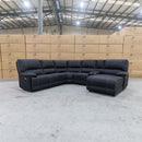 The Capri Modular Corner Chaise Lounge with 3 Electric Recliners - Peru Jet available to purchase from Warehouse Furniture Clearance at our next sale event.