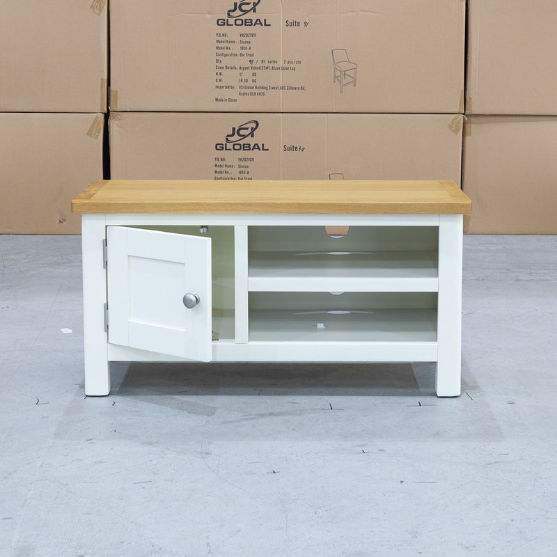 The Rae Small TV Unit - White - RA-STV-PW available to purchase from Warehouse Furniture Clearance at our next sale event.