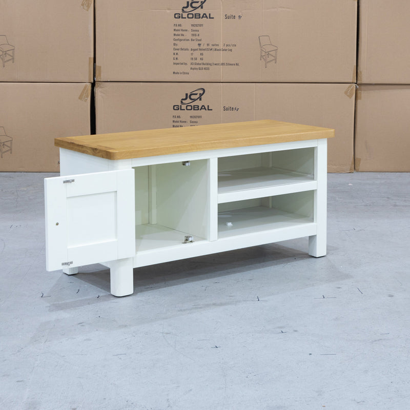 The Rae Small TV Unit - White - RA-STV-PW available to purchase from Warehouse Furniture Clearance at our next sale event.